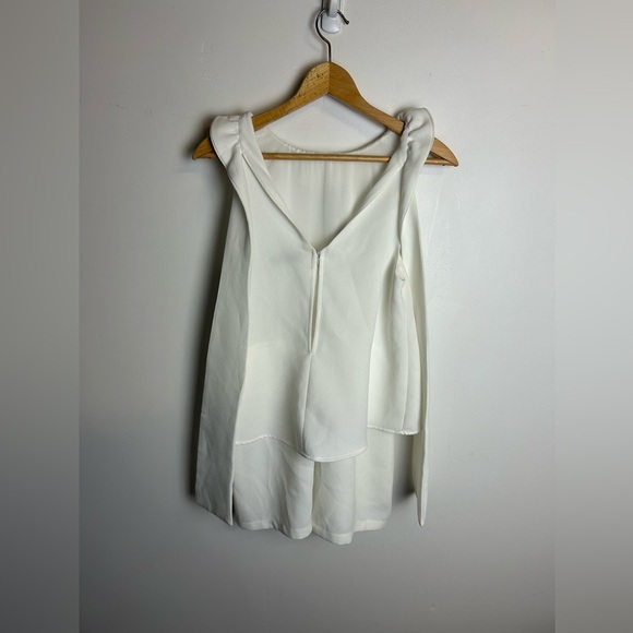 Do+Be Romper Old Money White Ruffle Sleeveless Career Professional Size S - Picture 3 of 15